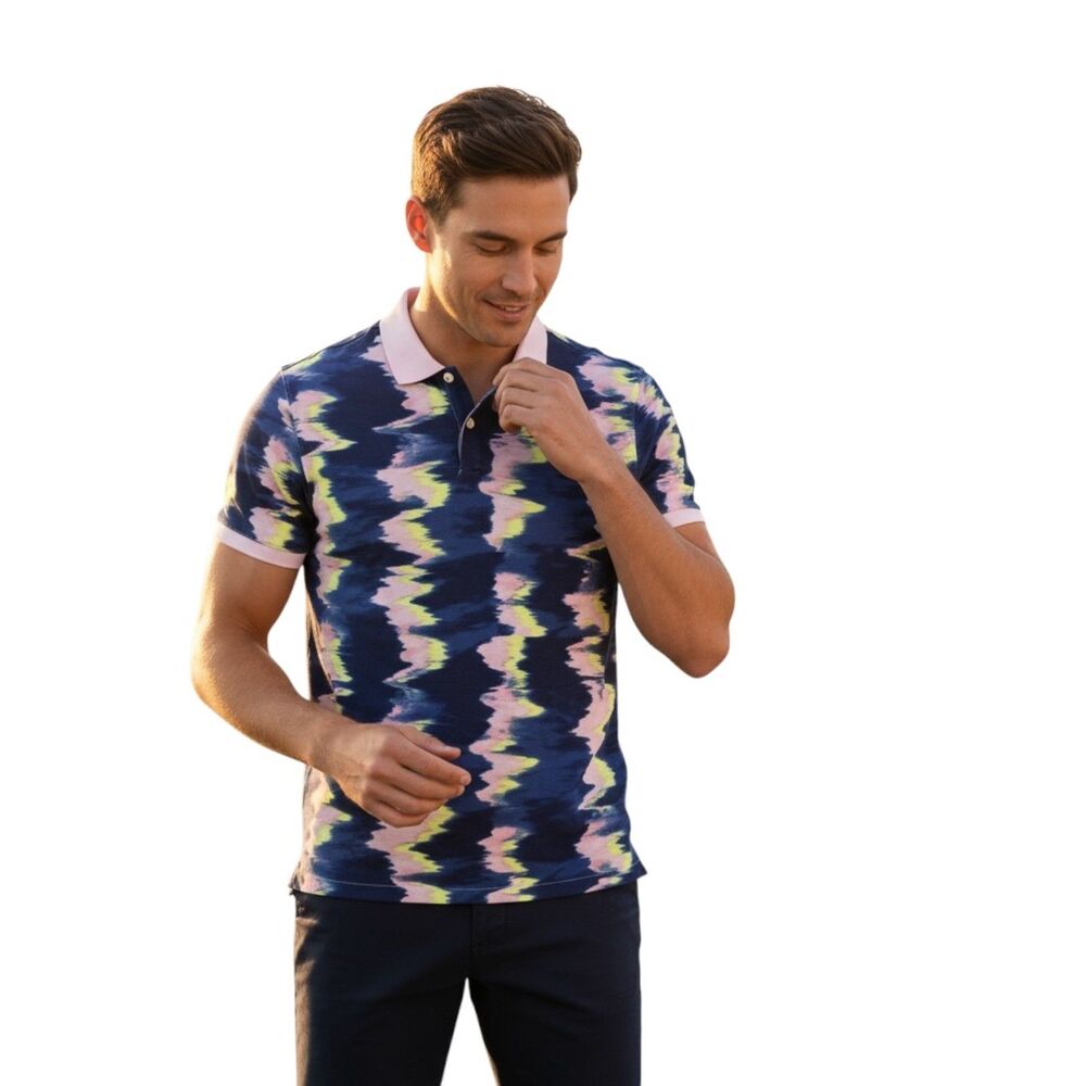 Nike Dri-FIT Polo Shirt Men’s Medium Slim Fit Multi-Color Print Golf Tennis Top